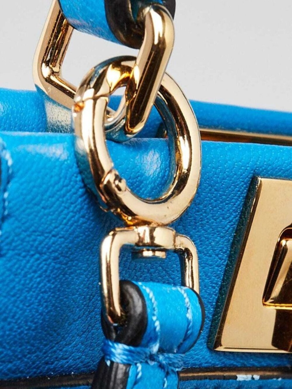 Fendi Blue Nappa Leather Micro Peekaboo Bag 8M0355 - Picture 10 of 12